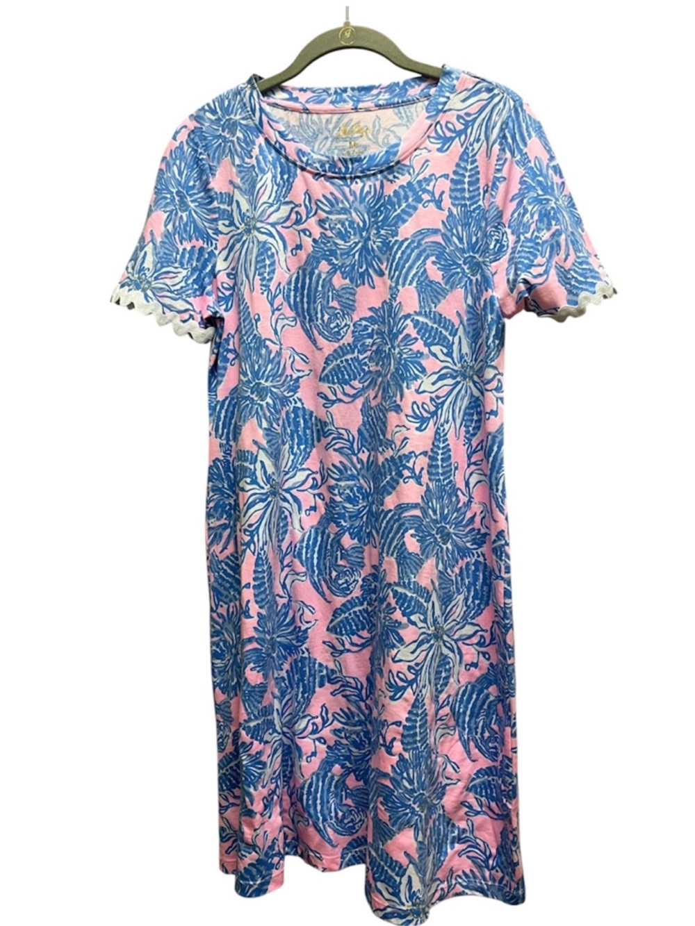 Lilly Pulitzer Cody Short Sleeve Tee Dressing Pink/Blue Conch Shell print Sz M
